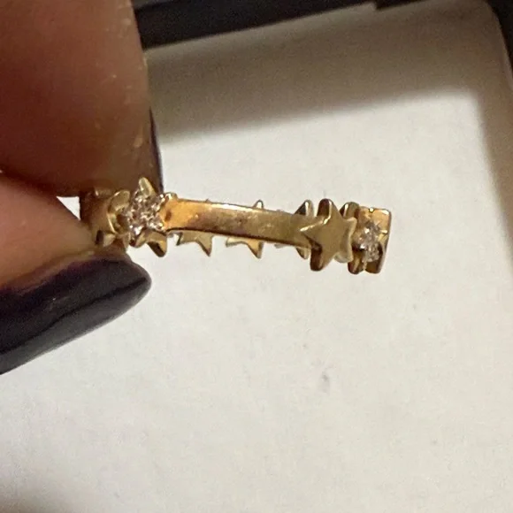 Authentic EF Collection Diamond Pave Star and Yellow Gold Ring Size 4 - Picture 3 of 3